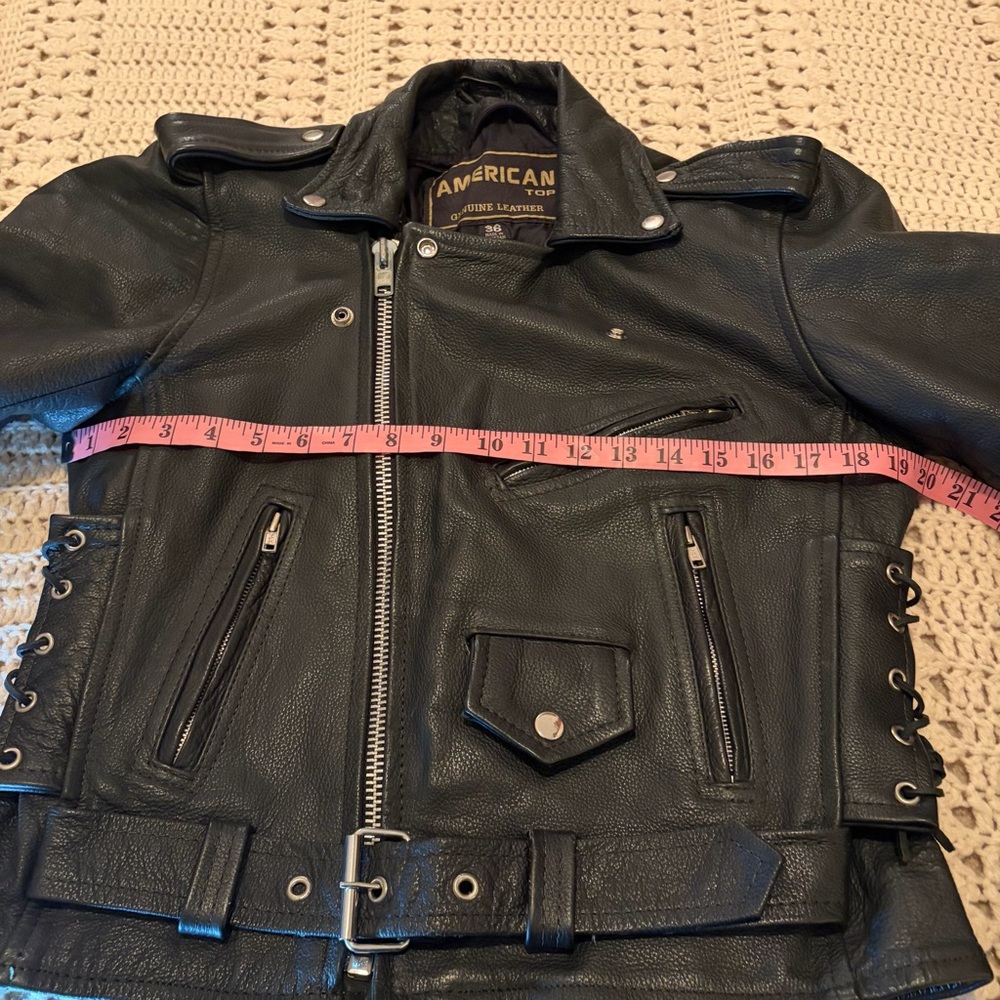 American Top Vintage Black Leather Motorcycle Jacket Size 36 - Unisex - Picture 10 of 16